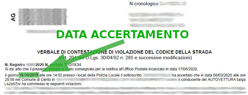 Immagine che descrive come recuperare la data